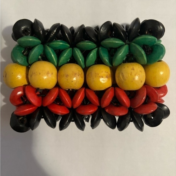 Jewelry - Rasta Reggae Style Wooden Bead Stretch Bracelet